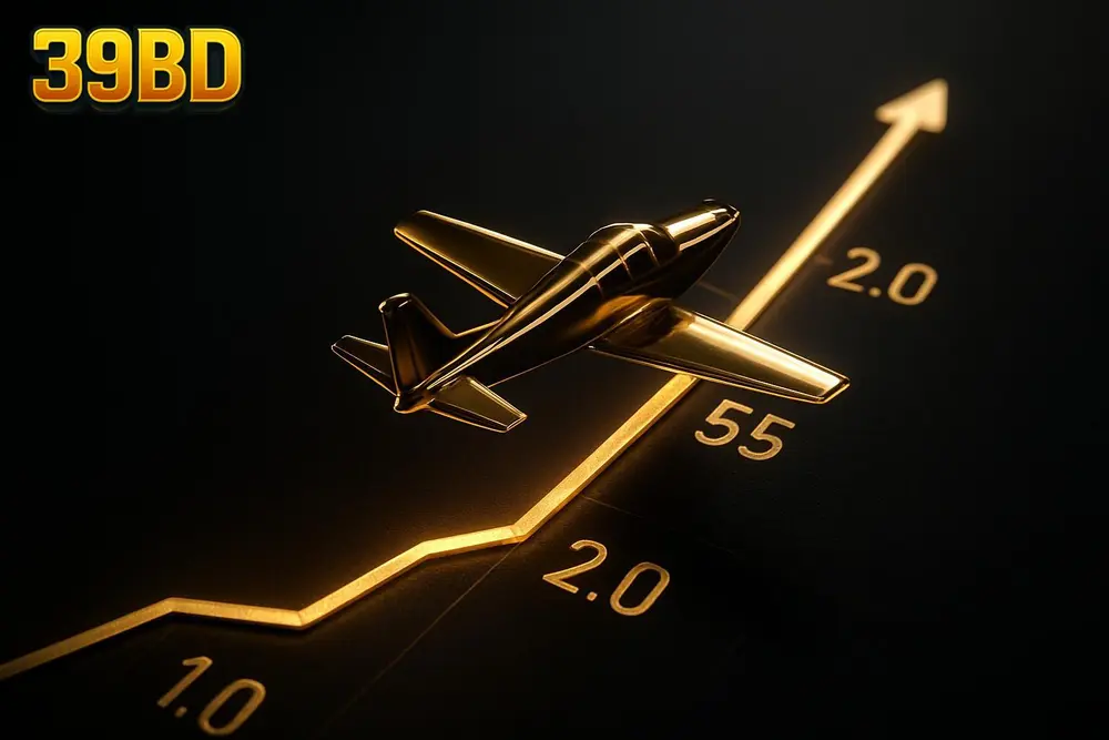 39BD Aviator game โ a small airplane icon flying upward across a glowing multiplier chart 39BD Aviator game โ a small airplane icon flying upward across a glowing multiplier chart
